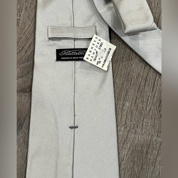 NWT Piatelli Made in Italy 100% Silk Black Tie Formal Silver Tux Designer Lux - Picture 5 of 9